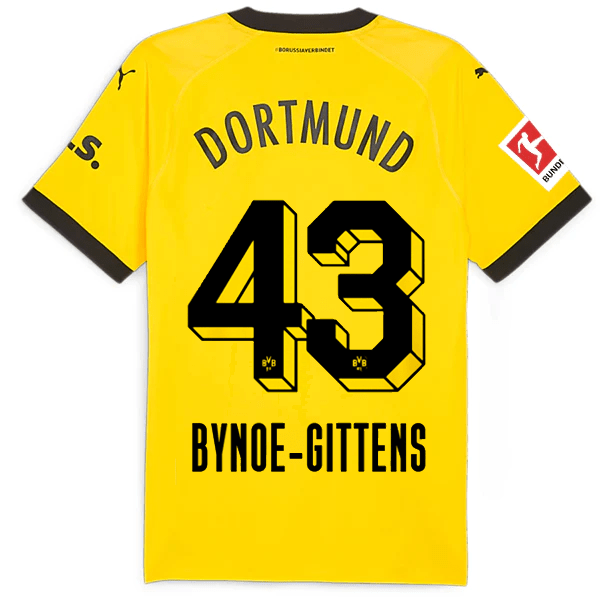 Puma Borussia Dortmund Authentic Bynoe - Gittens Home Jersey w/ Bundesliga Patch 23/24 (Cyber Yellow/Puma Black) | SoccerWearhouse