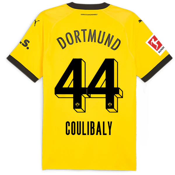 Puma Borussia Dortmund Authentic Coulibaly Home Jersey w/ Bundesliga Patch 23/24 (Cyber Yellow/Puma Black) | SoccerWearhouse