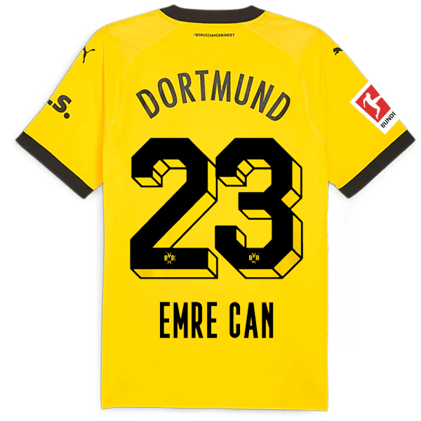 Puma Borussia Dortmund Authentic Emre Can Home Jersey w/ Bundesliga Patch 23/24 (Cyber Yellow/Puma Black) | SoccerWearhouse