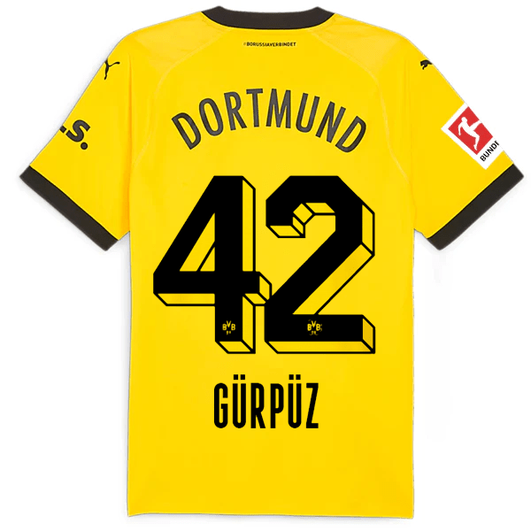 Puma Borussia Dortmund Authentic Gurpuz Home Jersey w/ Bundesliga Patch 23/24 (Cyber Yellow/Puma Black) | SoccerWearhouse