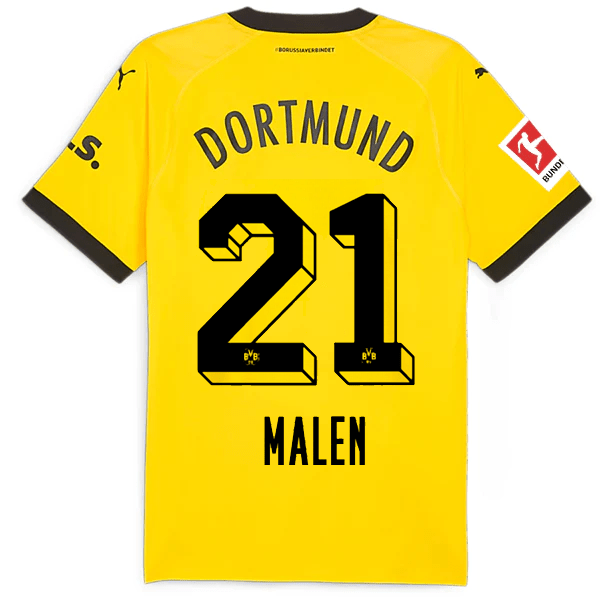 Puma Borussia Dortmund Authentic Malen Home Jersey w/ Bundesliga Patch 23/24 (Cyber Yellow/Puma Black) | SoccerWearhouse