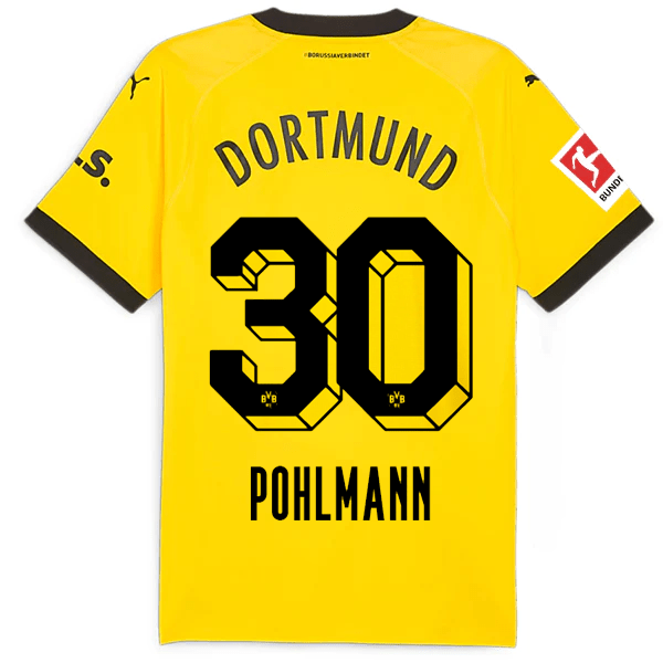 Puma Borussia Dortmund Authentic Pohlmann Home Jersey w/ Bundesliga Patch 23/24 (Cyber Yellow/Puma Black) | SoccerWearhouse