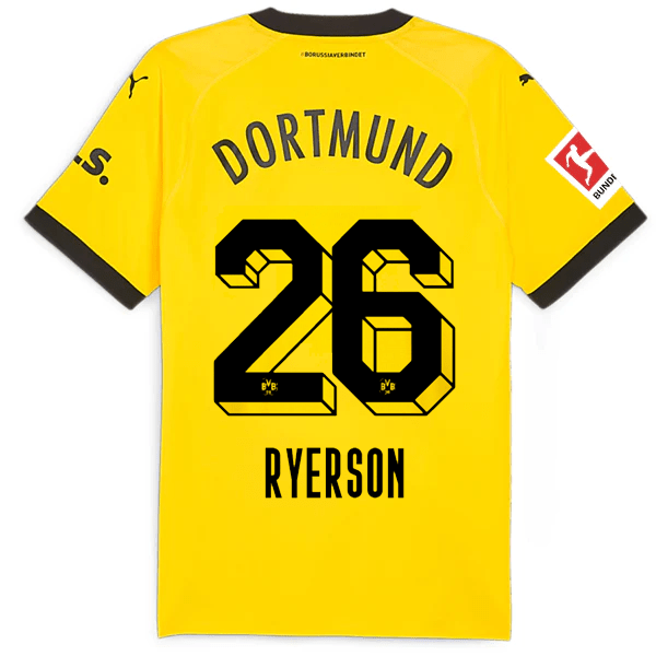 Puma Borussia Dortmund Authentic Ryerson Home Jersey w/ Bundesliga Patch 23/24 (Cyber Yellow/Puma Black) | SoccerWearhouse