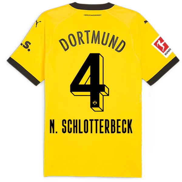 Puma Borussia Dortmund Authentic Schlotterson Home Jersey w/ Bundesliga Patch 23/24 (Cyber Yellow/Puma Black) | SoccerWearhouse