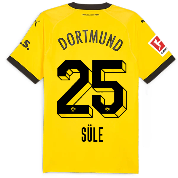 Puma Borussia Dortmund Authentic Sule Home Jersey w/ Bundesliga Patch 23/24 (Cyber Yellow/Puma Black) | SoccerWearhouse