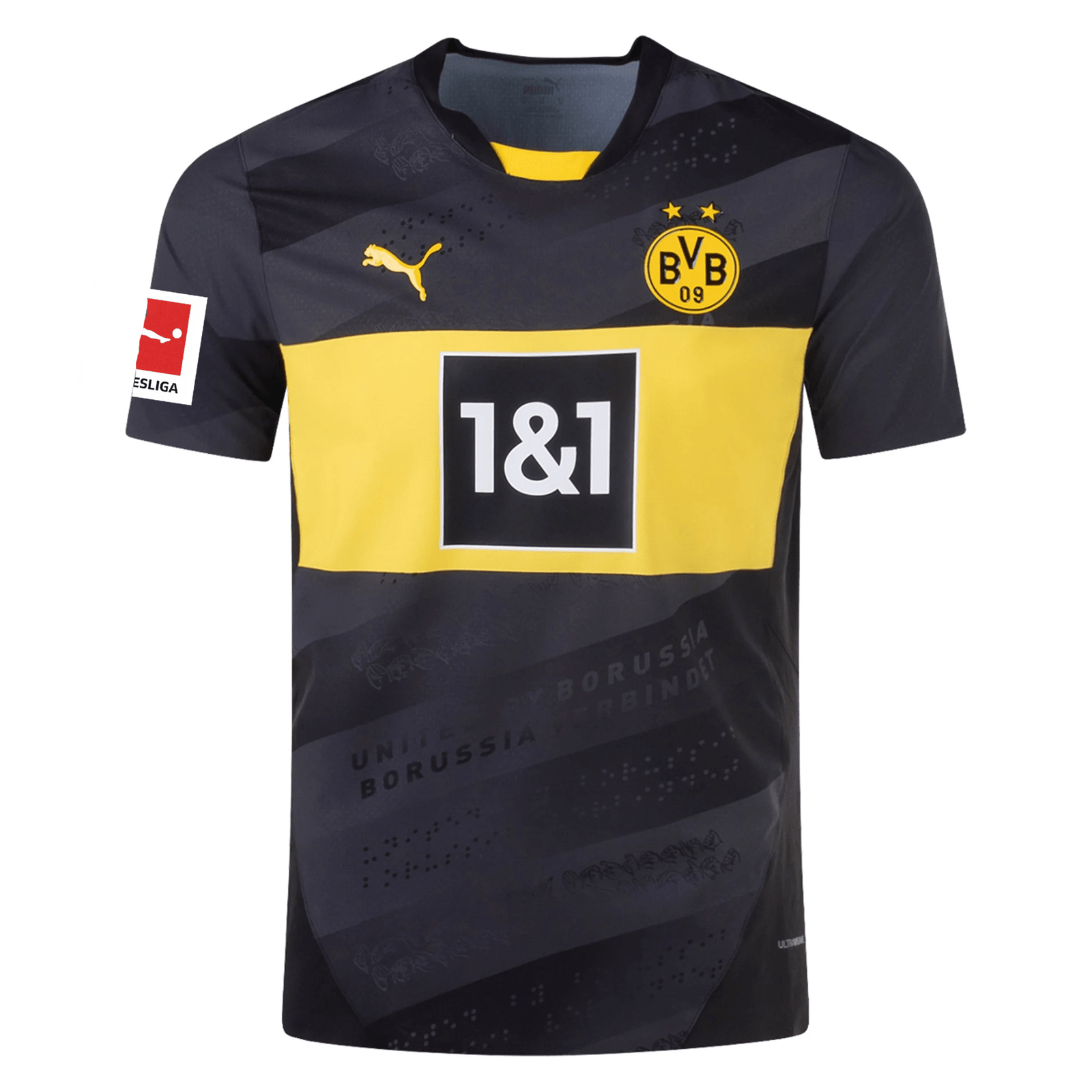Puma Borussia Dortmund Authentic Felix Nmecha Away Jersey w/ Bundesliga Patch 24/25 (Puma Black/Faster Yellow) | SoccerWearhouse