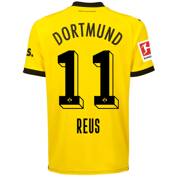 Puma Borussia Dortmund Marco Reus Home Jersey w/ Bundesliga Patch 23/24 (Cyber Yellow/Puma Black) | SoccerWearhouse