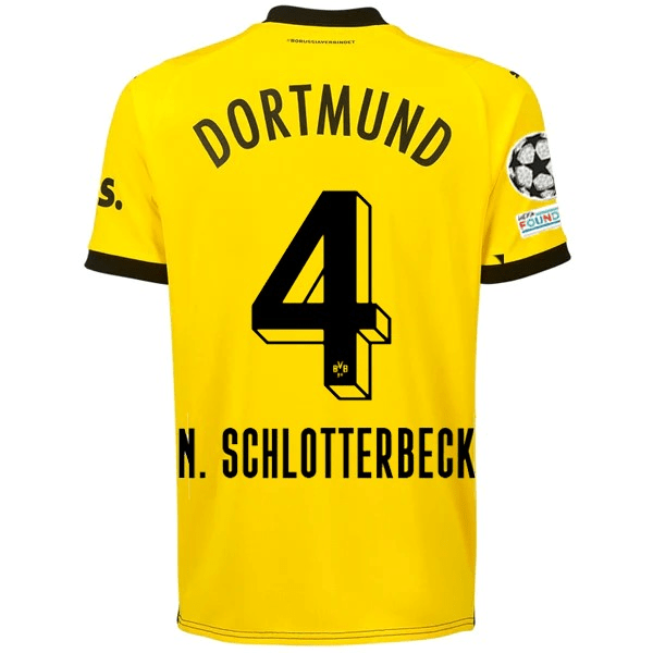 Puma Borussia Dortmund Nico Schlotterbeck Home Jersey w/ Champions League Patches 23/24 (Cyber Yellow/Puma Black) | SoccerWearhouse