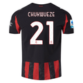 Puma Chukwueze Men's AC Milan Authentic Home Jersey 25/26 w/ Seria A Patch (Red/Black)