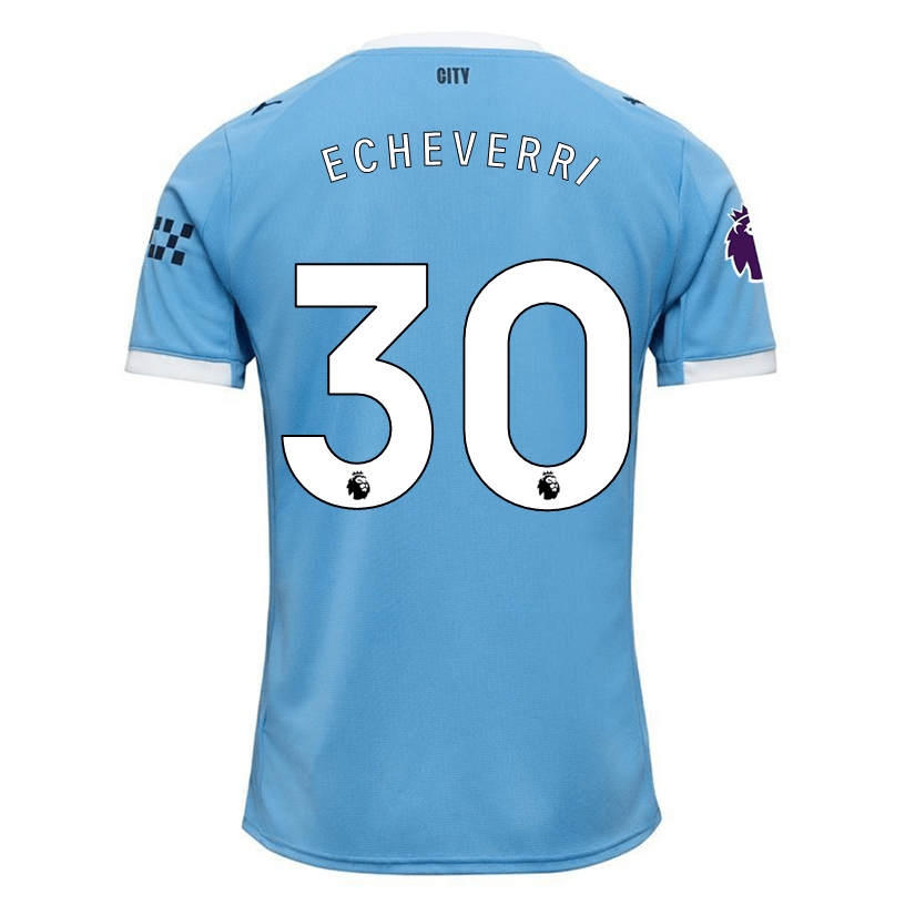 Puma Claudio Echeverri Manchester City Home Jersey 25/26 w/ EPL + Sponsor Patch (Team Light Blue/Puma White) | SoccerWearhouse