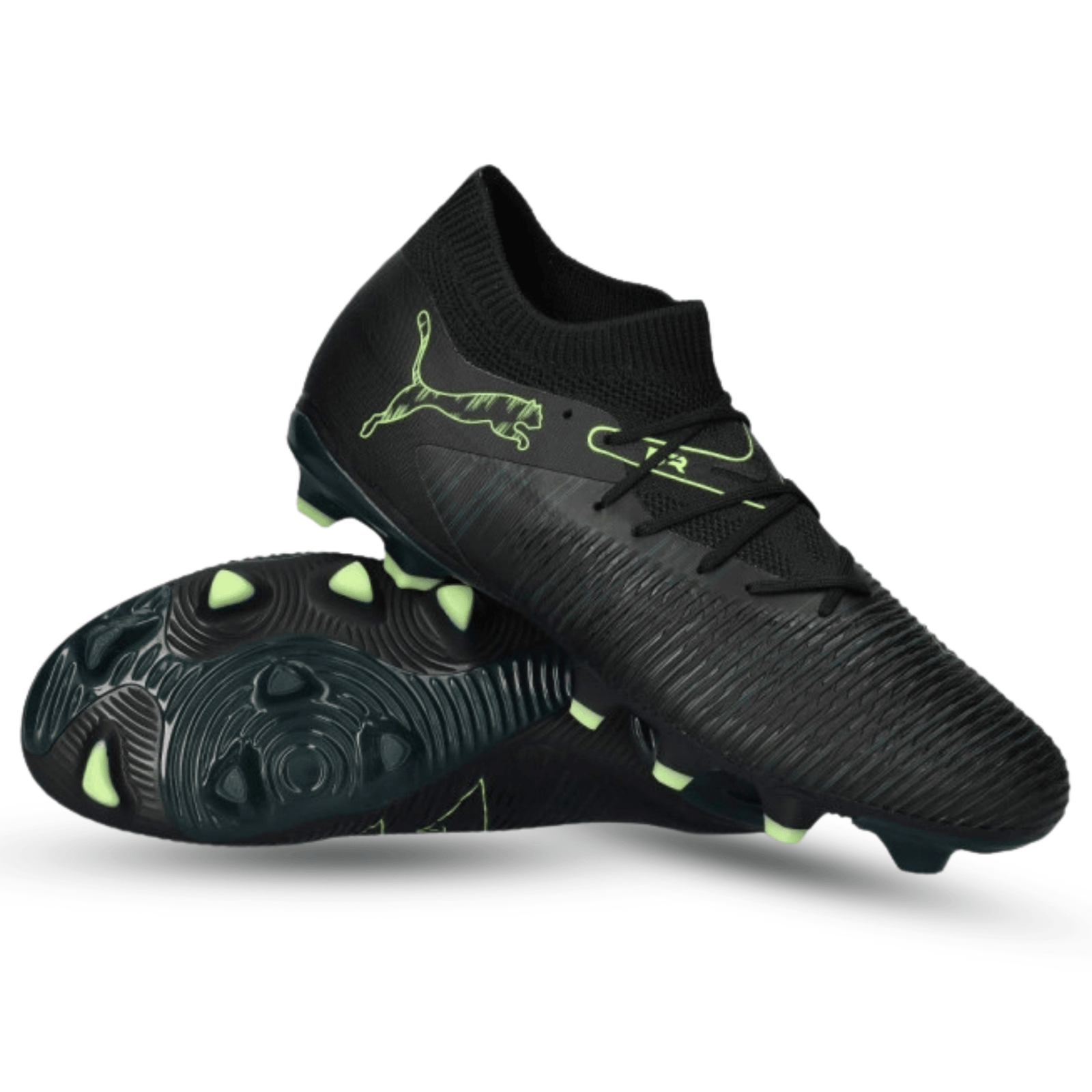 Puma Future 8 Match FG/AG Soccer Cleats (Black/Fizzy Light/Green) | SoccerWearhouse