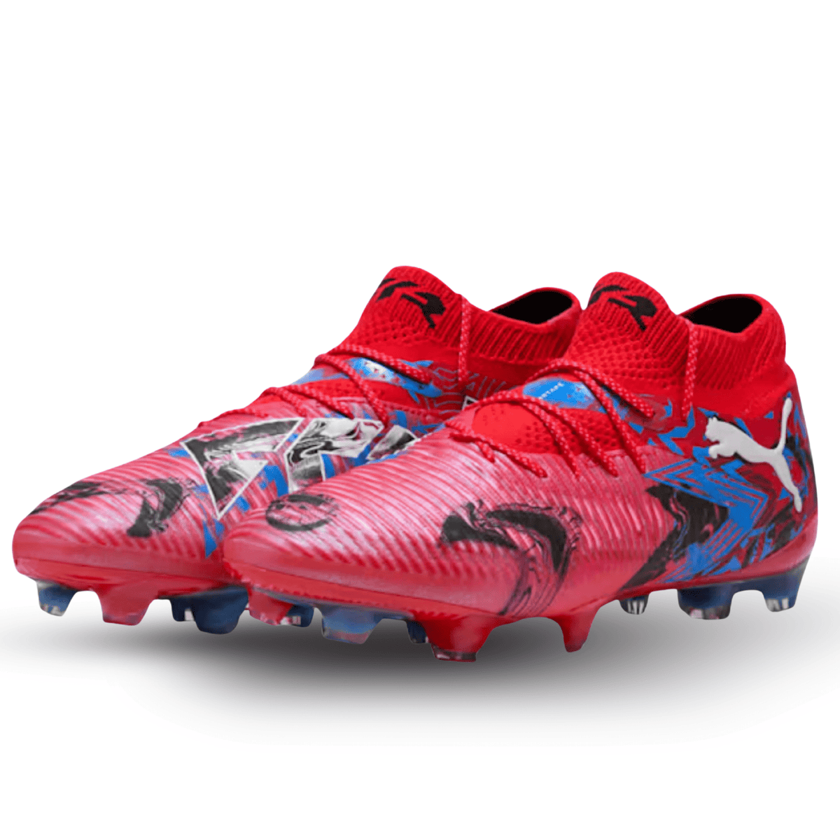 Puma Future 8 Ultimate Playmaker Firm Ground Soccer Cleats (Red/Black/Blue/Pink Pixel) | SoccerWearhouse