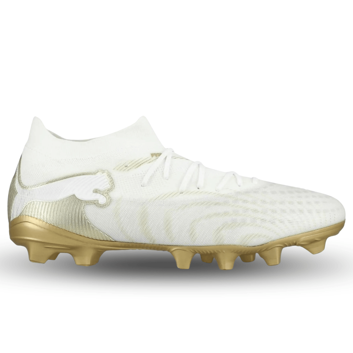 Puma Future 9 Match FG/AG Soccer Cleats (White/Gold) | SoccerWearhouse