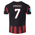 Puma Gimenez Men's AC Milan Authentic Home Jersey 25/26 w/ Seria A Patch (Red/Black)