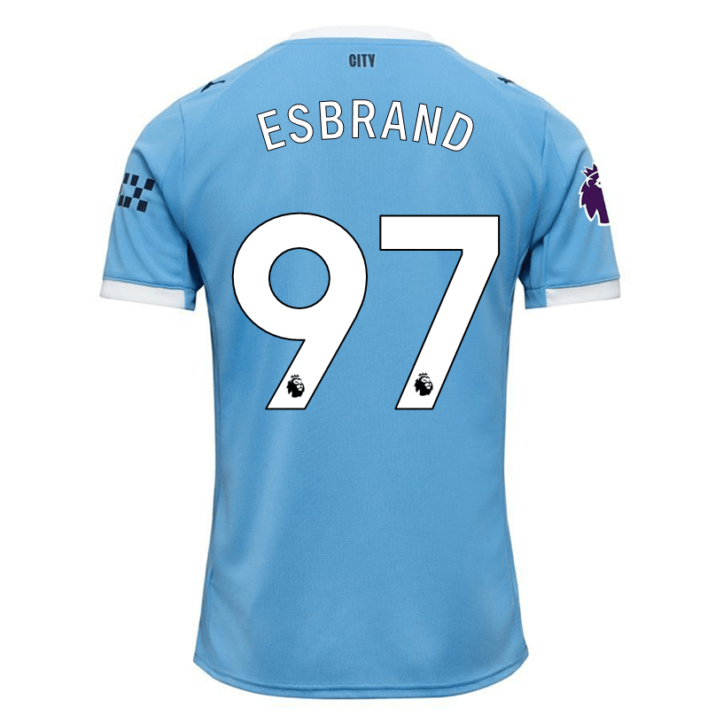 Puma Joshua Wilson - Esbrand Manchester City Home Jersey 25/26 w/ EPL + Sponsor Patch (Team Light Blue/Puma White) | SoccerWearhouse