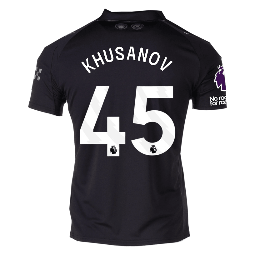 Puma Khusanov Men's Manchester City Away Jersey 25/26 w/ NRFR + EPL Patches (Puma Black) | SoccerWearhouse