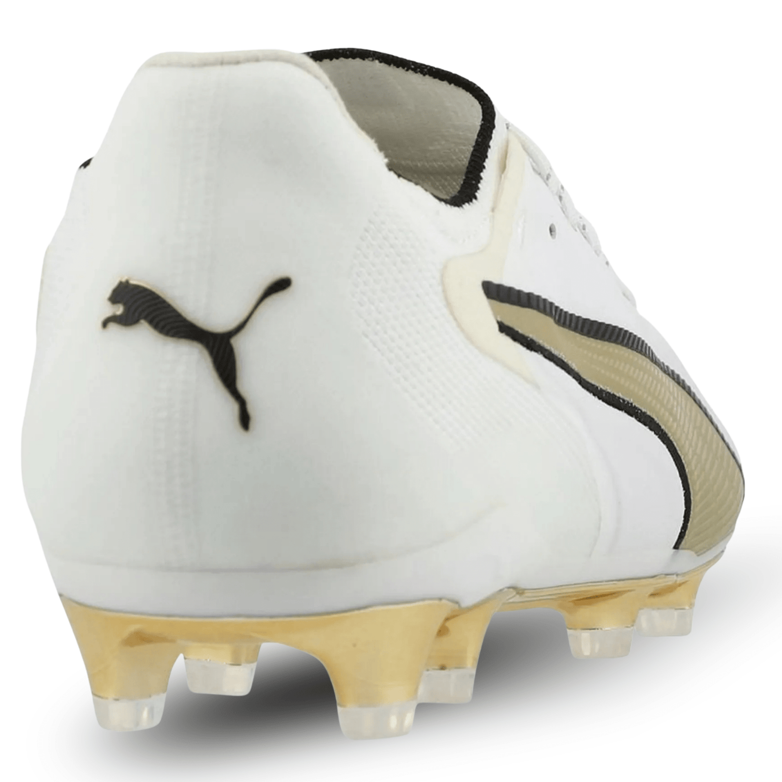 PUMA King 20 Ultimate FG/AG Soccer Cleats (White/Metallic Gold/Black) | SoccerWearhouse