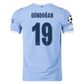 Puma Manchester City Authentic Gundogan Home Jersey w/ Champions League Patches 25/26 (Team Light Blue/White)