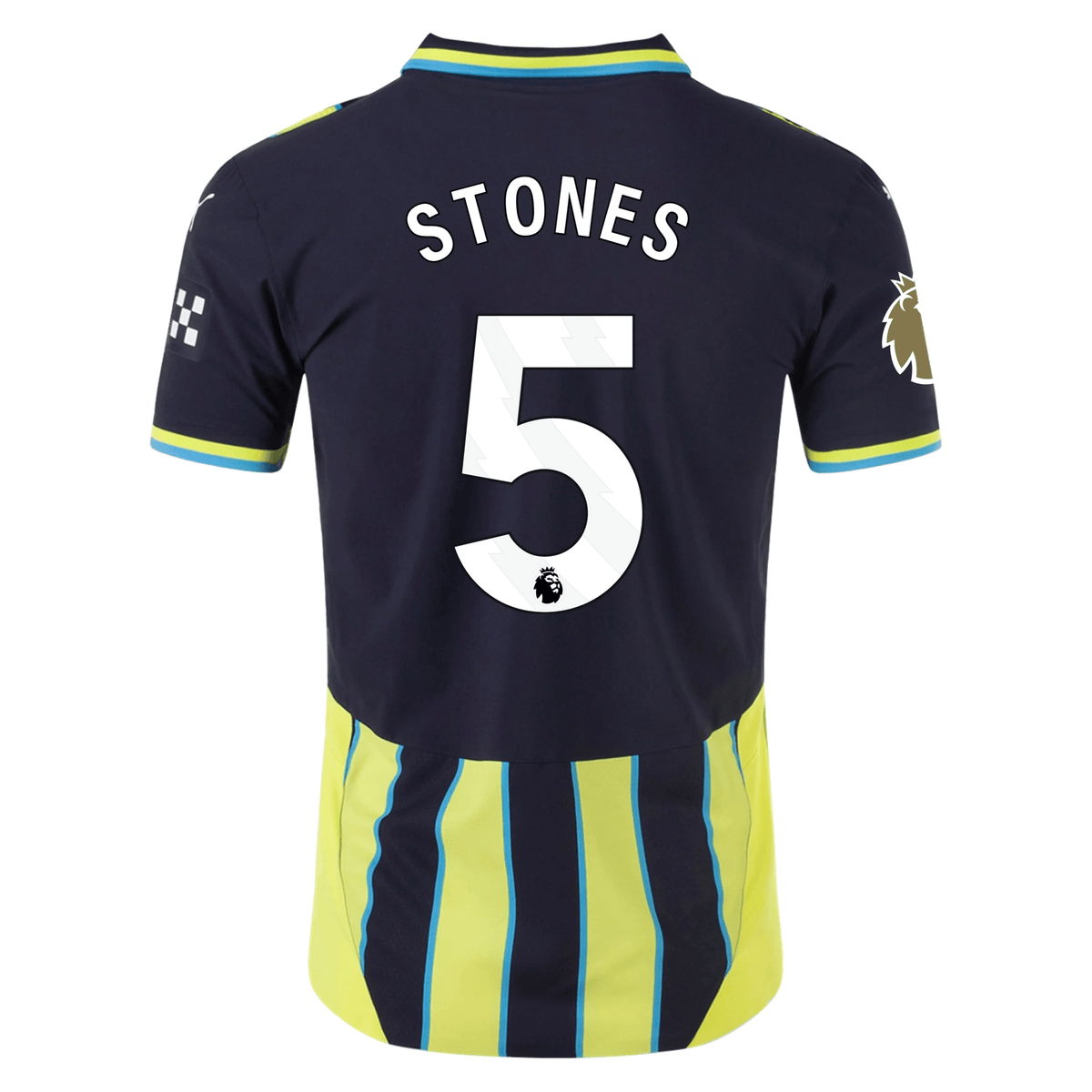 Puma Manchester City Authentic John Stones Away Jersey w/ EPL + Club World Cup Patch 24/25 (New Navy/Yellow Glow) | SoccerWearhouse