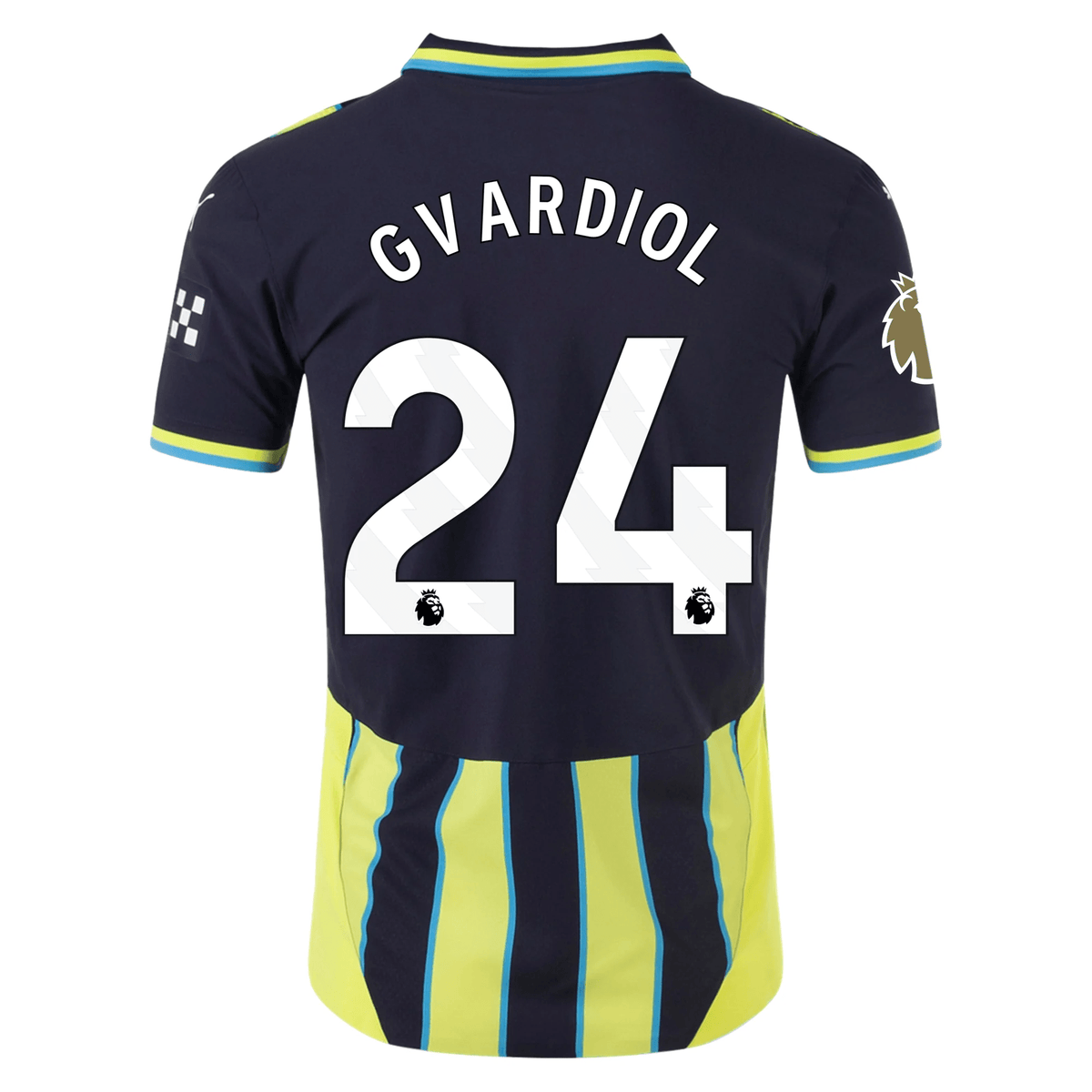 Puma Manchester City Authentic Josko Gvardiol Away Jersey w/ EPL + Club World Cup Patch 24/25 (New Navy/Yellow Glow) | SoccerWearhouse