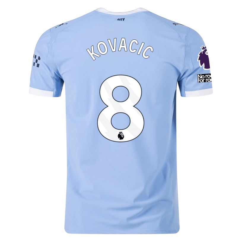 Puma Manchester City Authentic Kovacic Home Jersey w/ EPL + No Room For Racism Patches 25/26 (Team Light Blue/White) | SoccerWearhouse