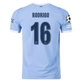 Puma Manchester City Authentic Rodrigo Home Jersey w/ Champions League Patches 25/26 (Team Light Blue/White)