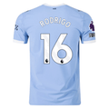 Puma Manchester City Authentic Rodrigo Home Jersey w/ EPL + No Room For Racism Patches 25/26 (Team Light Blue/White)