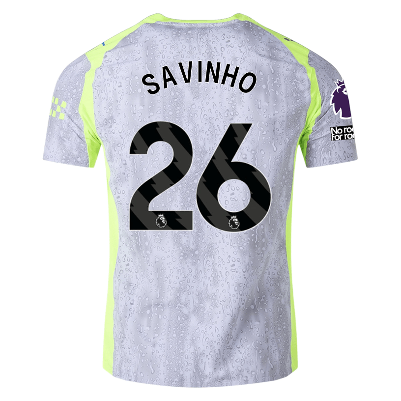 Puma Manchester City Authentic Savinho Third Jersey w/ EPL + No Room For Racism 25/26 (Cool Weather/Pro Green) | SoccerWearhouse