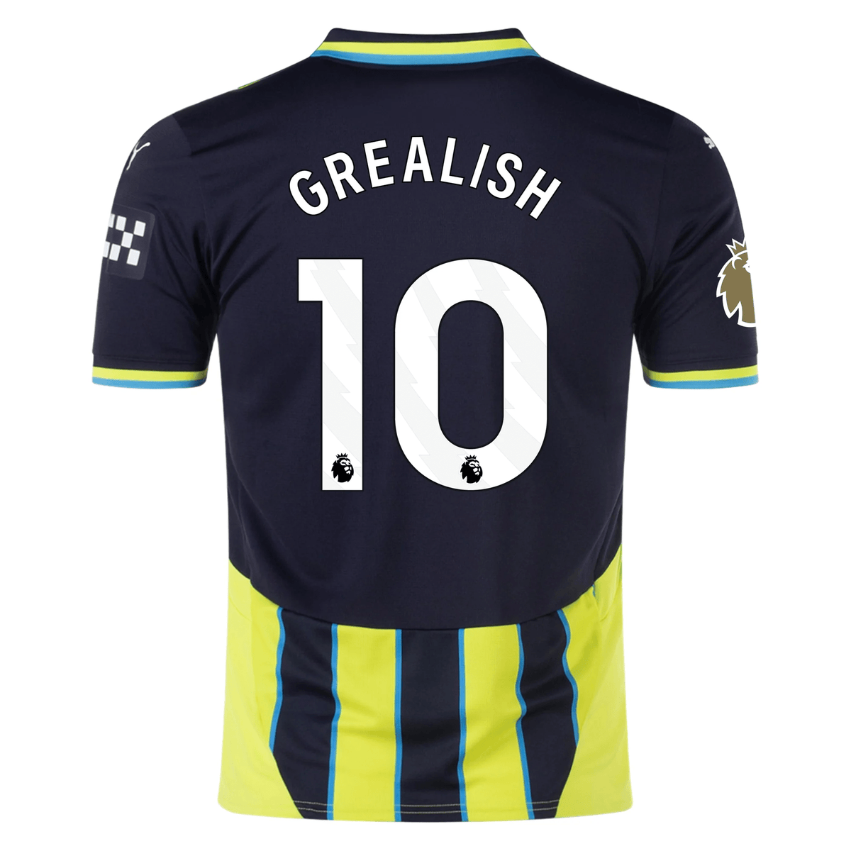 Puma Manchester City Jack Grealish Away Jersey w/ EPL + Club World Cup Patch 24/25 (New Navy/Yellow Glow) | SoccerWearhouse