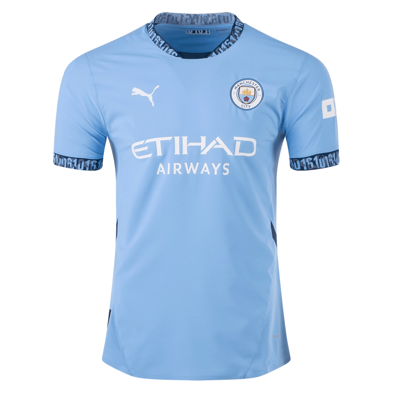 Puma Manchester City John Stones Authentic Home Jersey w/ EPL + No Room For Racism Patch 24/25 (Team Light Blue/Marine Blue) | SoccerWearhouse