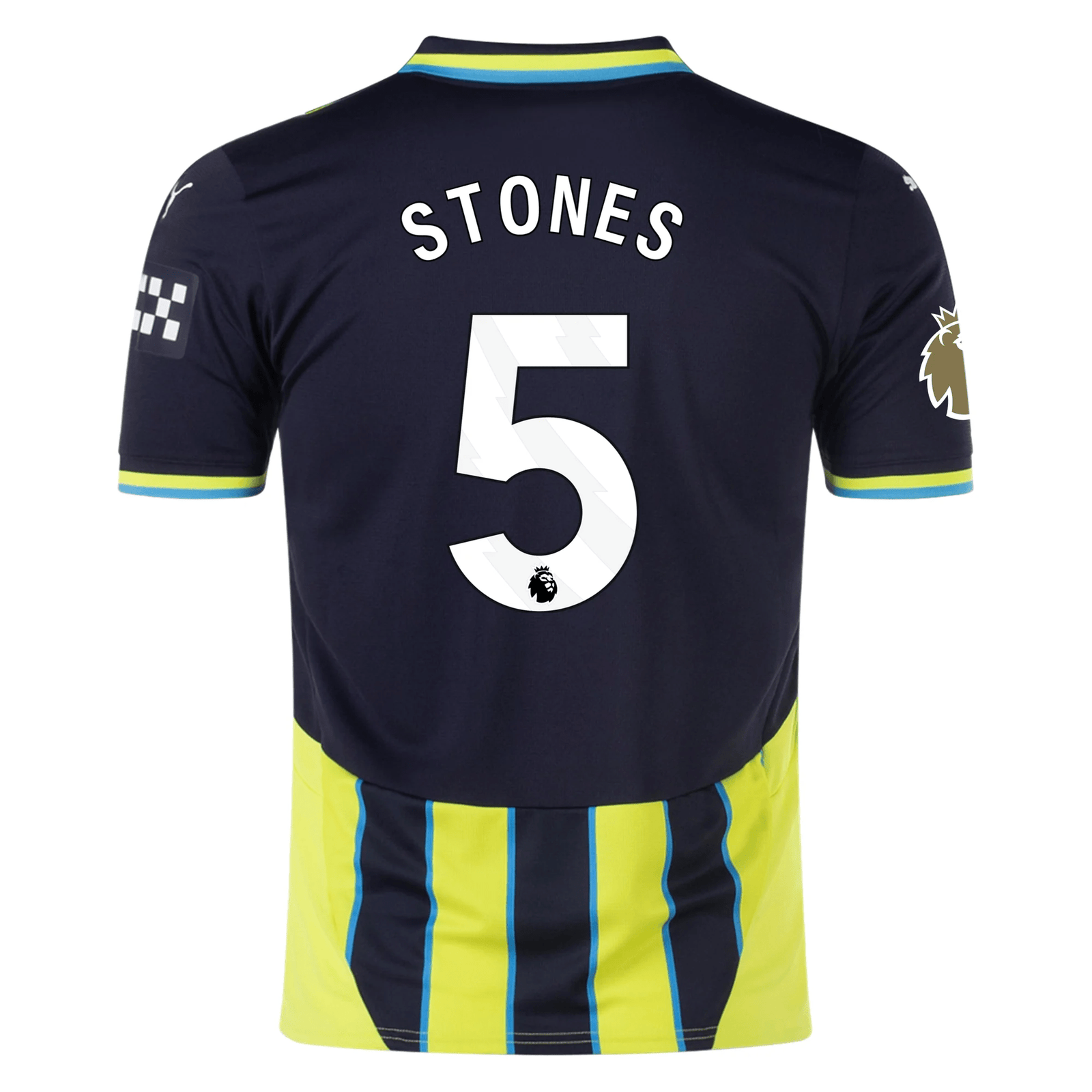 Puma Manchester City John Stones Away Jersey w/ EPL + Club World Cup Patch 24/25 (New Navy/Yellow Glow) | SoccerWearhouse