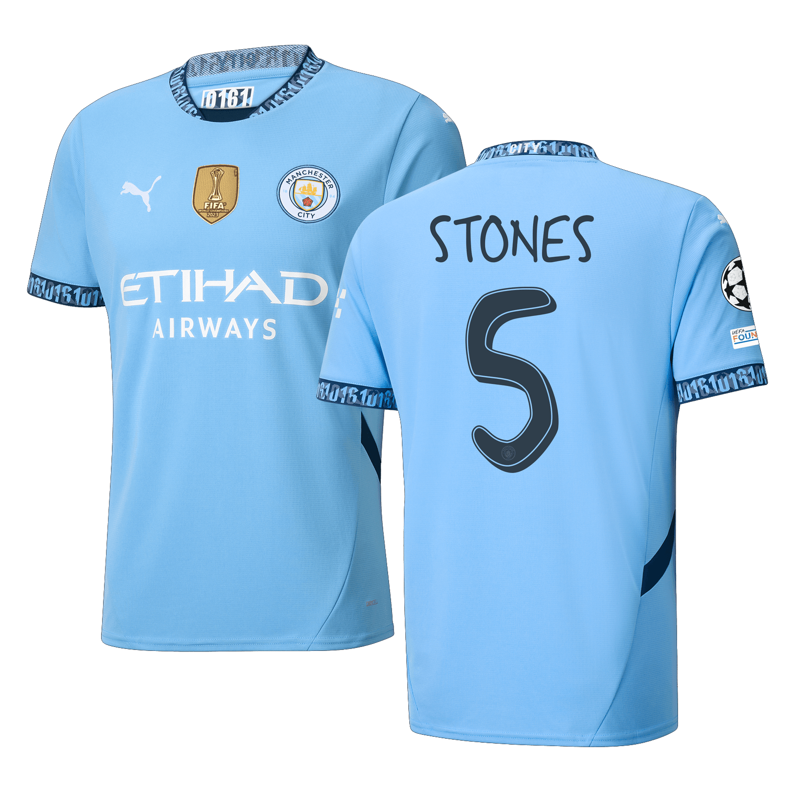 Puma Manchester City John Stones Home Jersey w/ Champions League + Club World Cup Patch 24/25 (Team Light Blue/Marine Blue) | SoccerWearhouse