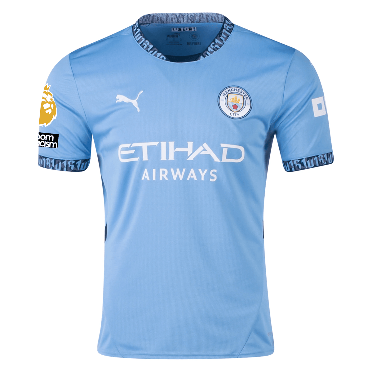 Puma Manchester City John Stones Home Jersey w/ EPL + No Room For Racism + Club World Cup Patches 24/25 (Team Light Blue/Marine Blue) | SoccerWearhouse
