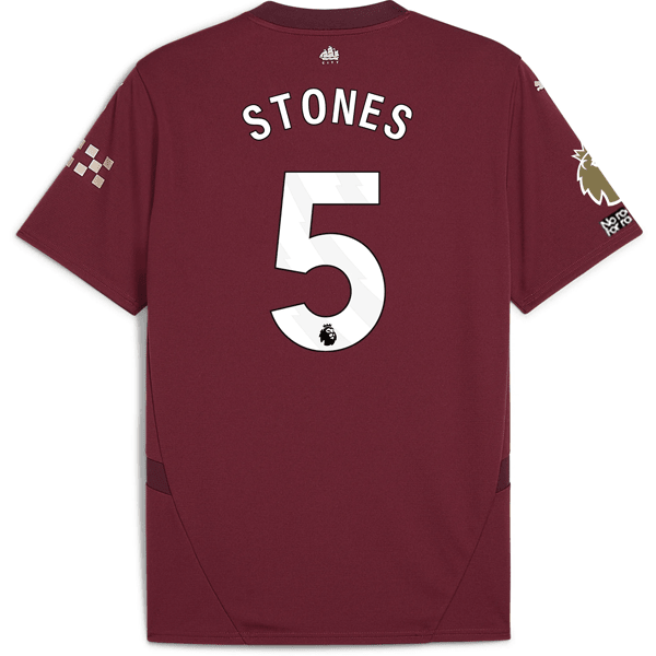 Puma Manchester City John Stones Third Jersey w/ EPL + No Room For Racism + Club World Cup Patches24/25 (Dark Jasper) | SoccerWearhouse