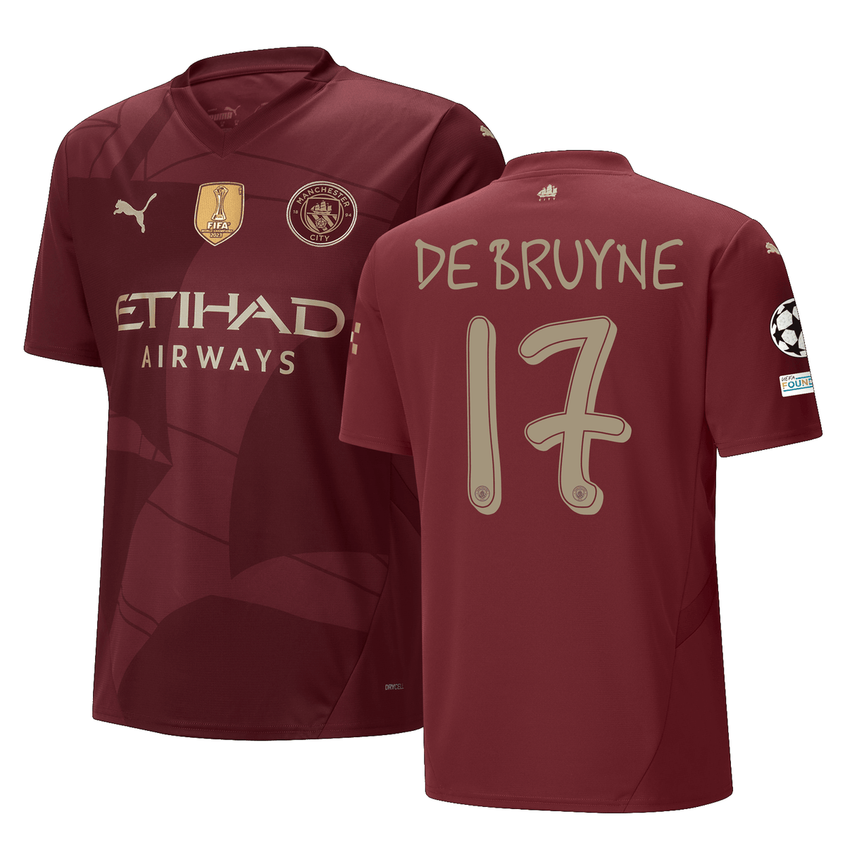Puma Manchester City Kevin De Bruyne Third Jersey w/ Champions League + Club World Cup Patch 24/25 (Dark Jasper) | SoccerWearhouse