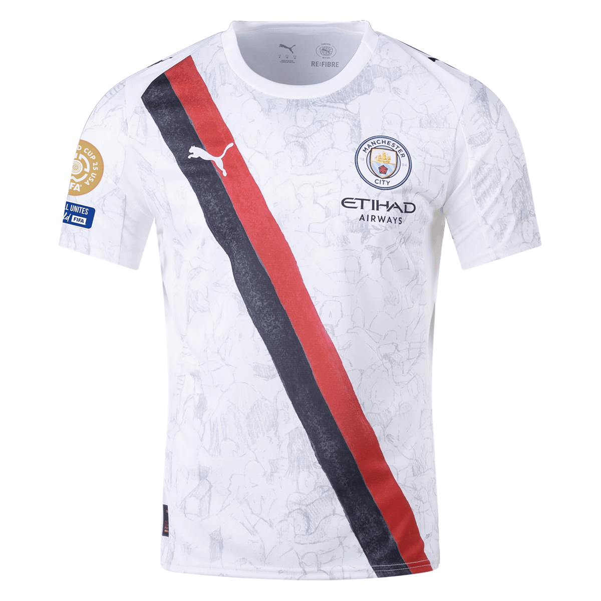 Puma Manchester City Kid Super Jersey w/ Club World Cup Patches 25/26 (Puma White/Deep Navy) (Copy) | SoccerWearhouse