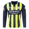 Puma Manchester City Long Sleeve Away Jersey w/ EPL + Club World Cup Patch 24/25 (New Navy/Yellow Glow)