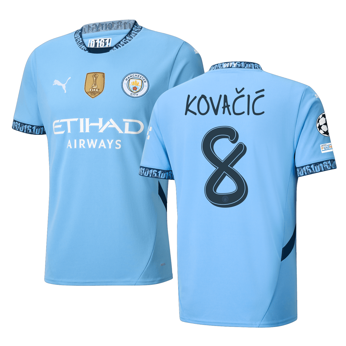 Puma Manchester City Mateo Kovačić Home Jersey w/ Champions League + Club World Cup Patch 24/25 (Team Light Blue/Marine Blue) | SoccerWearhouse