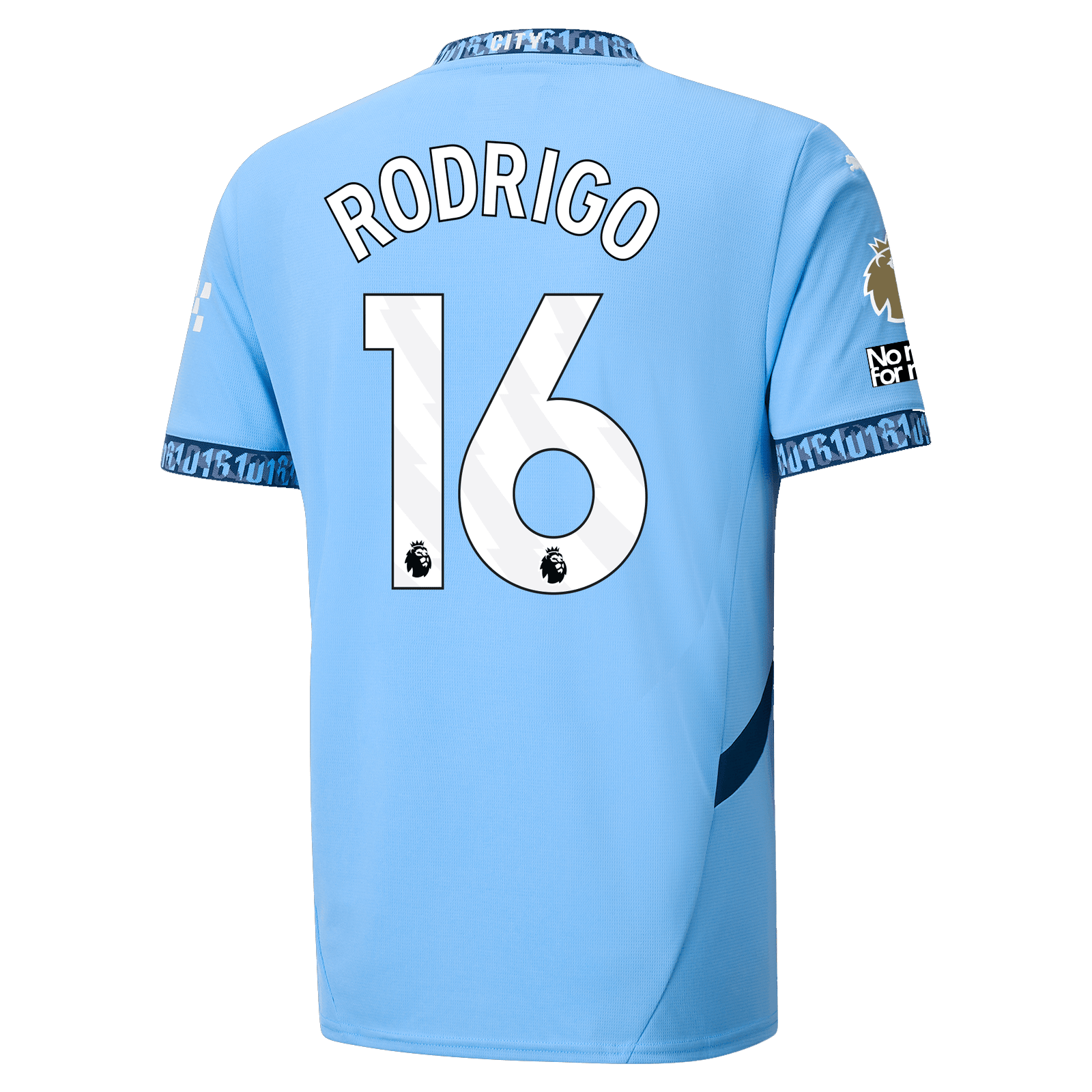 Puma Manchester City Rodrigo Authentic Home Jersey w/ EPL + No Room For Racism Patch 24/25 (Team Light Blue/Marine Blue) | SoccerWearhouse