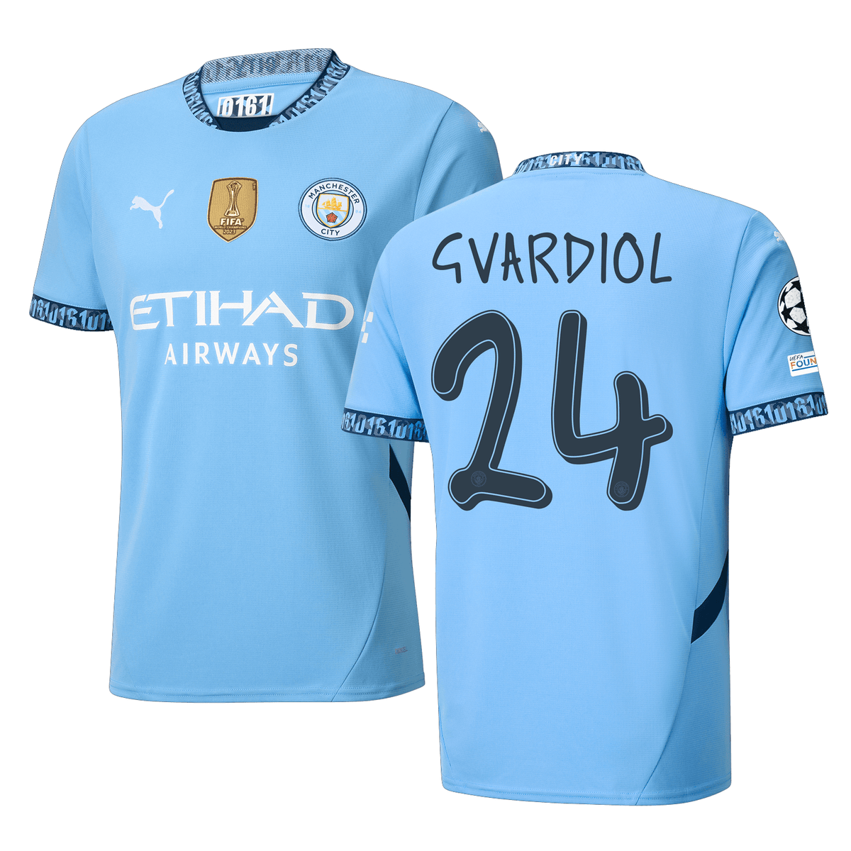 Puma Manchester Joško Gvardiol Home Jersey w/ Champions League + Club World Cup Patch 24/25 (Team Light Blue/Marine Blue) | SoccerWearhouse