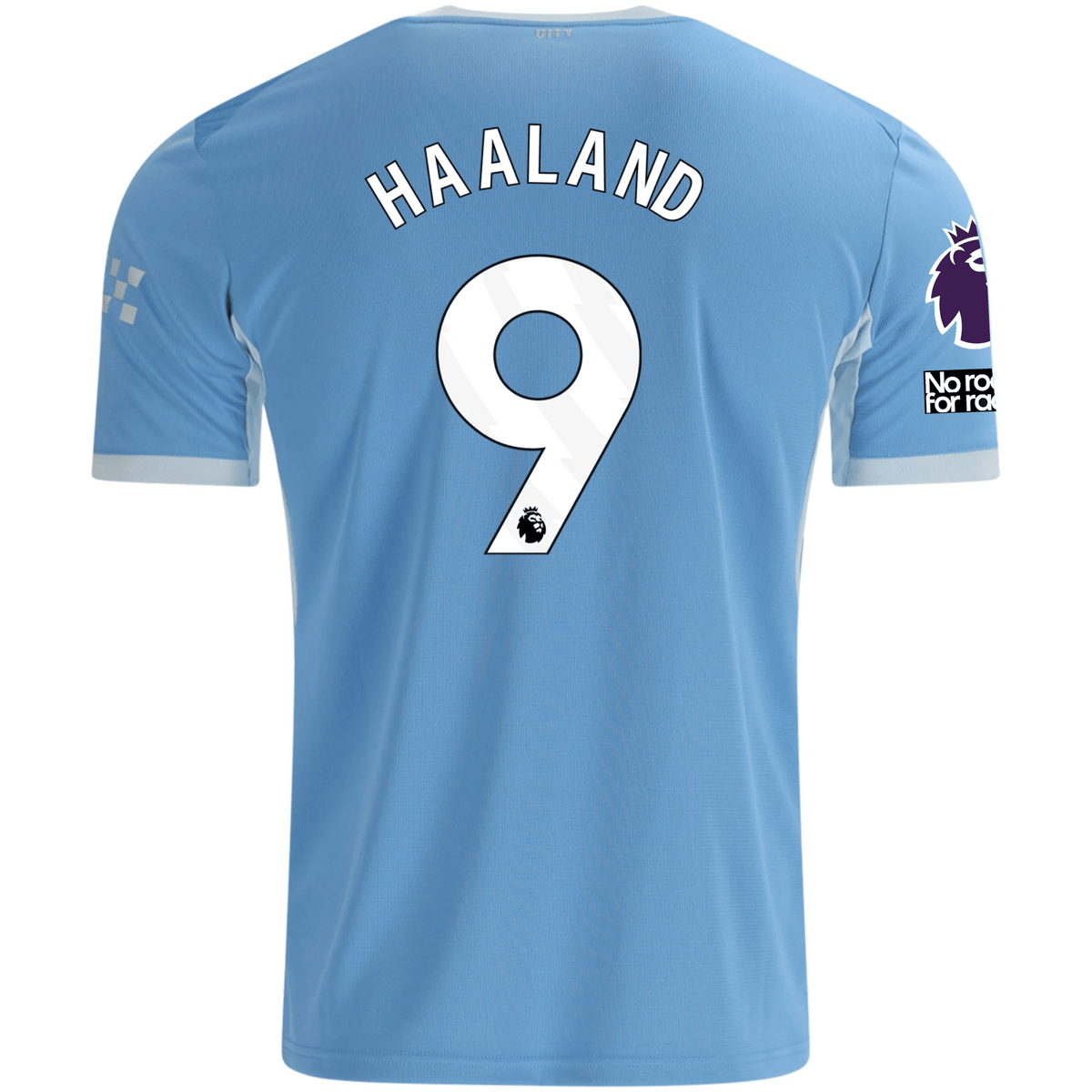 Puma Mens Manchester City Erling Haaland Home Jersey EPL + No Room For Racism Patches 26/27 (Team Light Blue/Icey Blue) | SoccerWearhouse