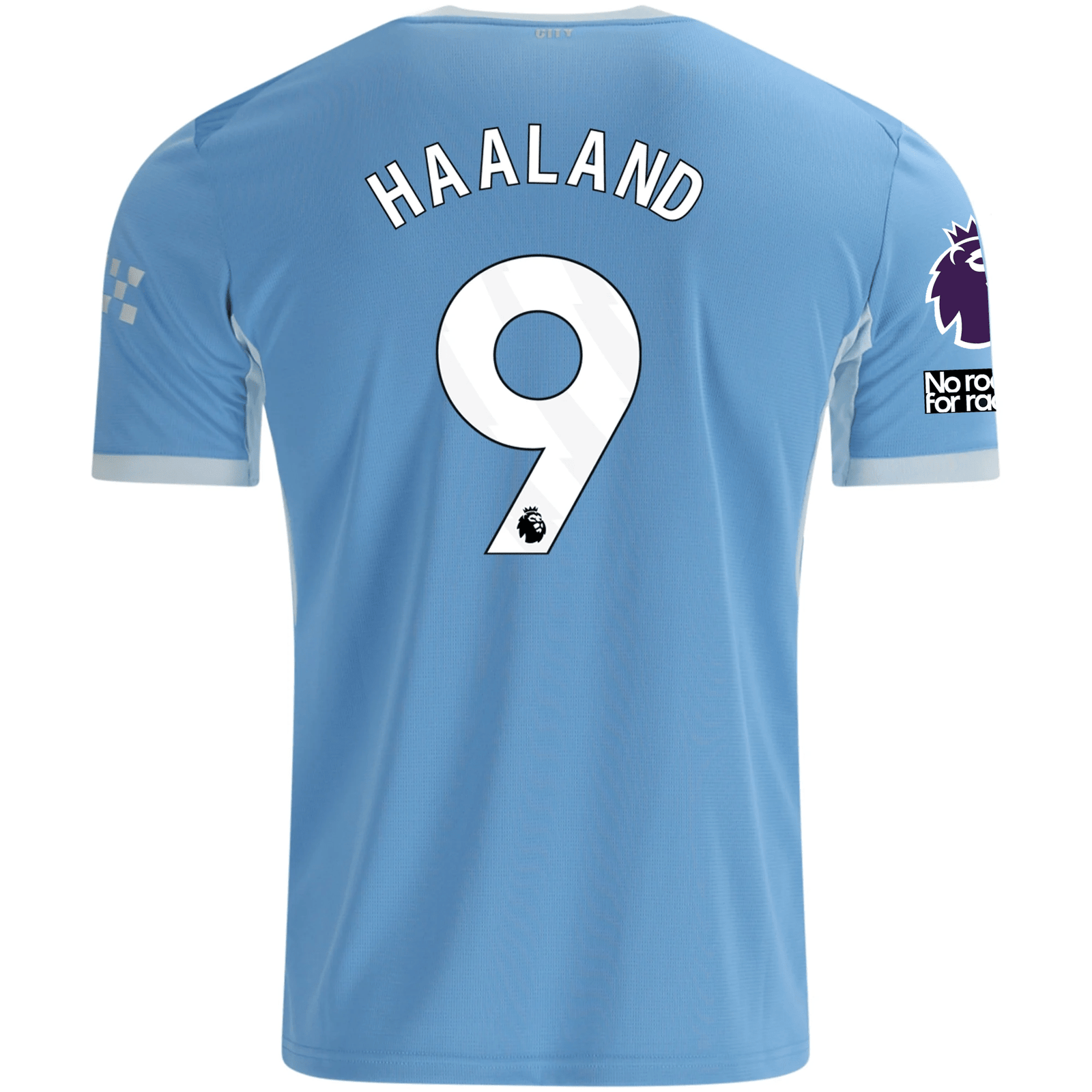 Puma Mens Manchester City Erling Haaland Home Jersey EPL + No Room For Racism Patches 26/27 (Team Light Blue/Icey Blue) | SoccerWearhouse
