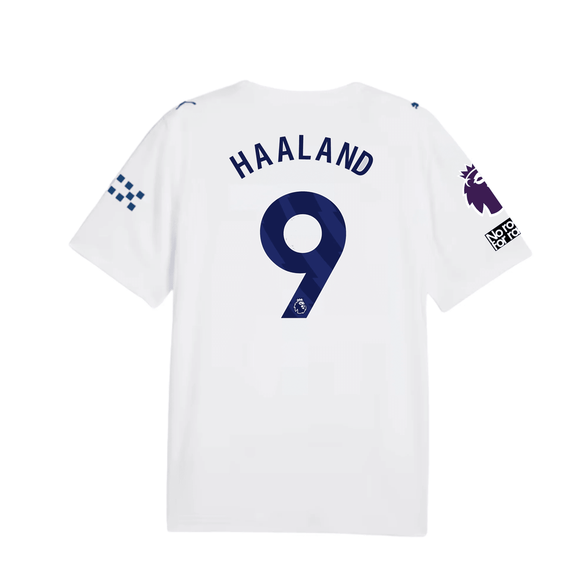 Puma Mens Manchester City Erling Haaland Third Jersey w/ EPL + No Room Racism Patches 26/27 (White) | SoccerWearhouse