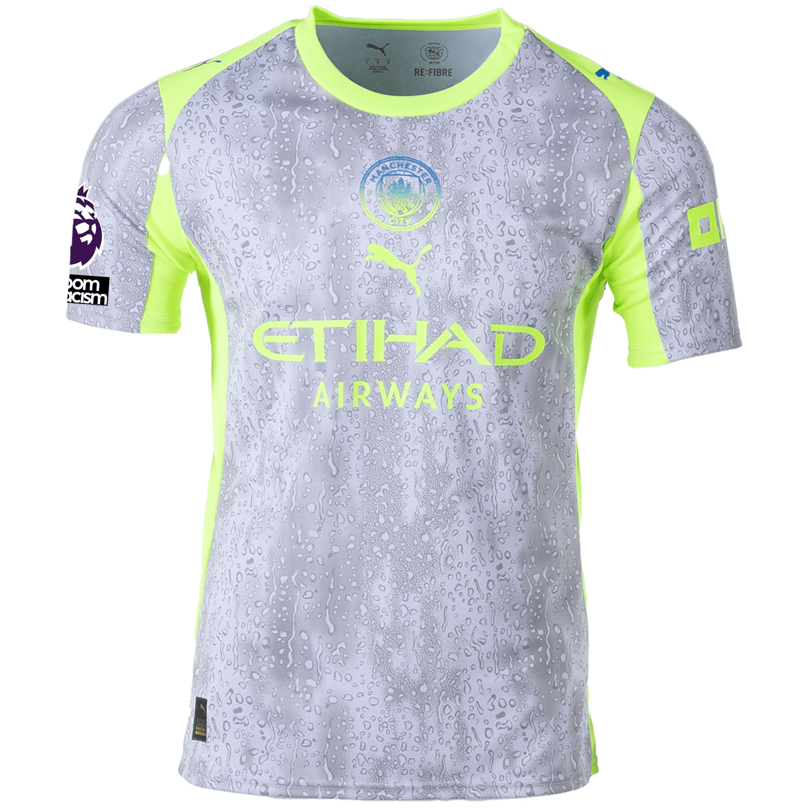 Puma Men's Manchester City Doku Third Jersey w/ EPL + No Room For Racism Patches 25/26 (Cool Weather/Pro Green) | SoccerWearhouse