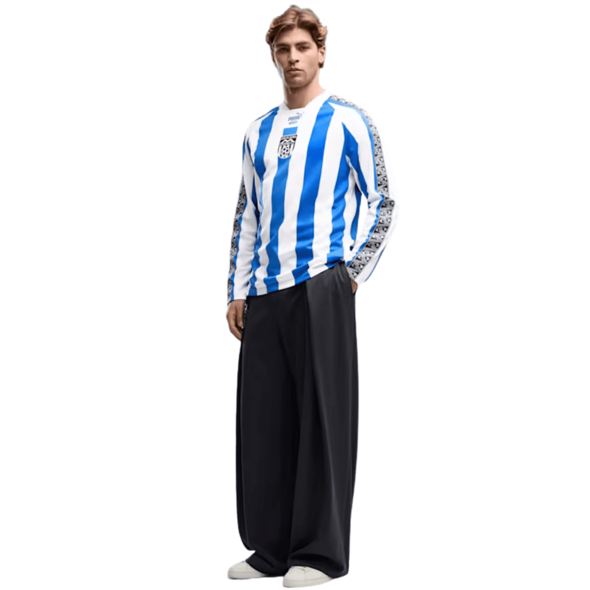 Puma Mens Monterrey King Retro Long Sleeve Jersey 26/27 (Mountain Blue/PUMA White) | SoccerWearhouse