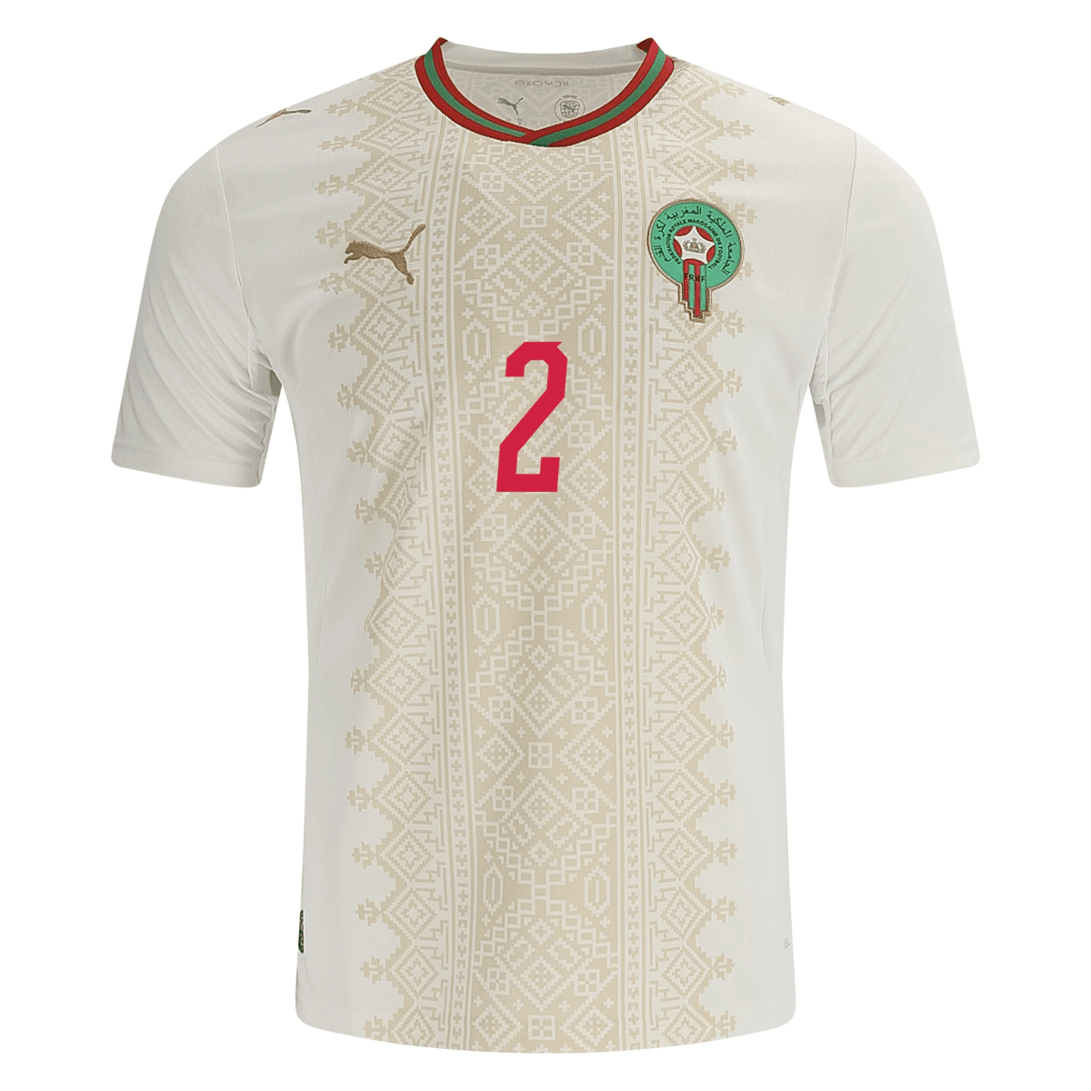 Puma Mens Morocco Achraf Hakimi Away Jersey 2026 (White/Gold) | SoccerWearhouse