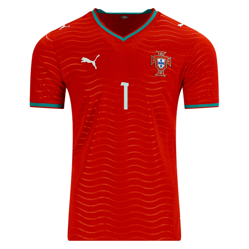 PUMA Men's Portugal Diogo Costa Home World Cup 2026 Soccer Jersey (Club Red/Green Lagoon) | SoccerWearhouse