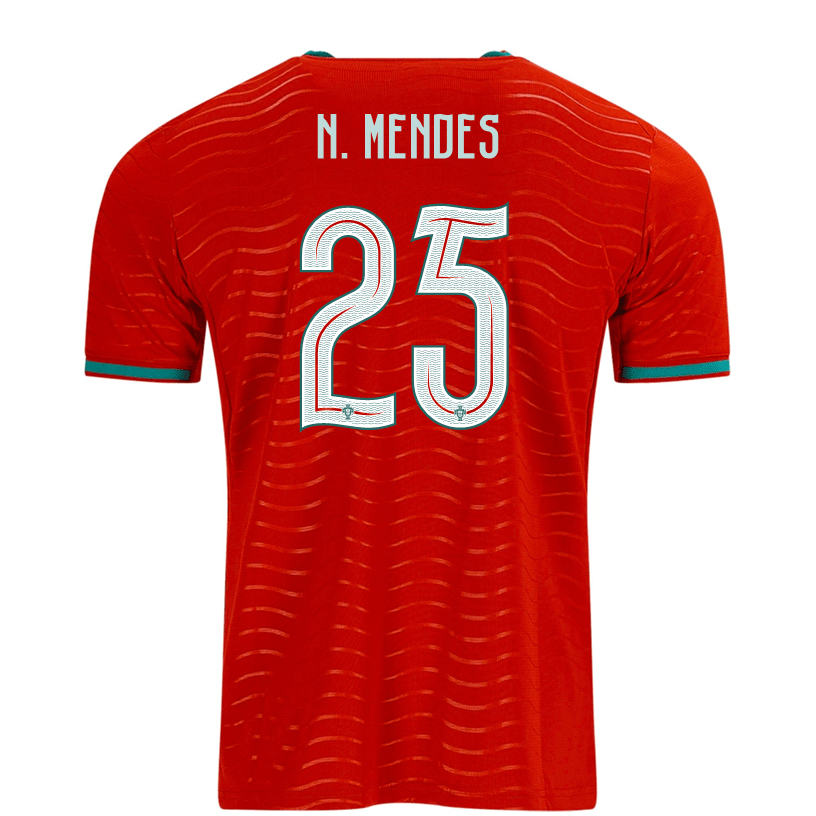 PUMA Men's Portugal N. Mendes Home World Cup 2026 Soccer Jersey (Club Red/Green Lagoon) | SoccerWearhouse