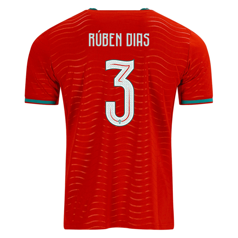 PUMA Men's Portugal Ruben Dias Home World Cup 2026 Soccer Jersey (Club Red/Green Lagoon) | SoccerWearhouse