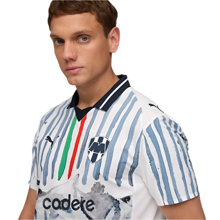 Puma Monterrey 25/26 Kid Super Jersey (Puma White/Deep Navy) | SoccerWearhouse